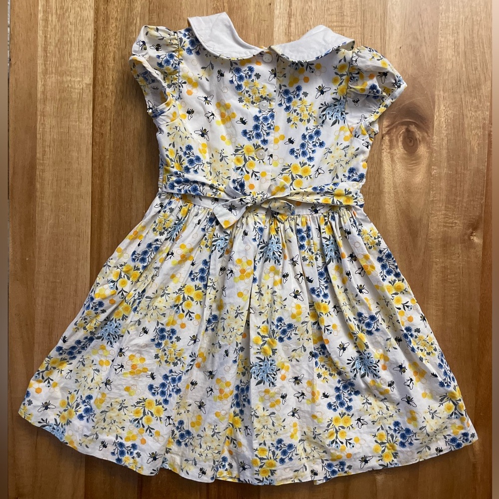 Bonnie Jean girls' yellow and blue floral smocked bee dress - Picture 4 of 5